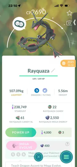Pokemon Go (Stage 39) Shiny Rayquaza ( 6 Legendarys ) - Image 2