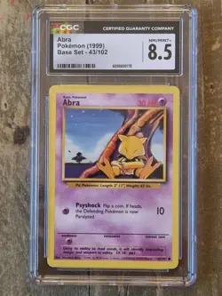 JET PLANE ERROR CGC Graded Pokemon Card Abra #43 Base Set 8.5 - Image 1