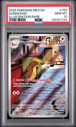 2025 POKEMON MEG EN-MEGA EVOLUTION ILLUSTRATION RARE #153 GUMSHOOS PSA 10 - Image 1