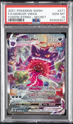 2021 POKEMON SWORD & SHIELD FUSION STRIKE SECRET FULL ART/GENGAR VMAX PSA 10 - Image 1
