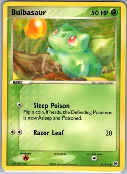 Bulbasaur 54/112 Non Holo FireRed & LeafGreen - Pokemon Card - NM - Image 1