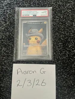 Pokemon Pikachu Grey Felt Hat 2023 Van Gogh x PSA 10 Gem Mint - Image 1