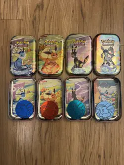 (8) Prismatic Evolutions Mini Tins Set, Art Card + Coin Only - No Packs - - Image 2