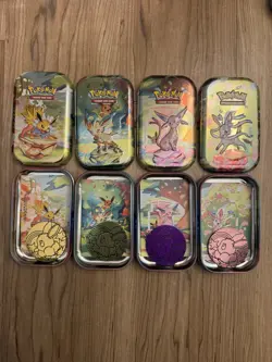 (8) Prismatic Evolutions Mini Tins Set, Art Card + Coin Only - No Packs - - Image 3