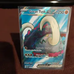 Great Tusk EX 230/198 Ultra Rare Full Art Scarlet & Violet Pokemon Card NM Mint - Image 1