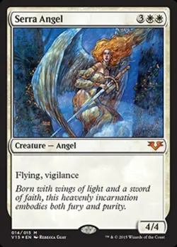 MTG Serra Angel - Foil, From the Vault: Angels, Moderately Played, English - Image 1