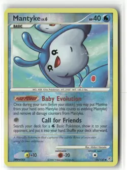Pokemon Mantyke 55/130 Reverse Holo Diamond and Pearl Uncommon - Image 1