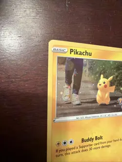 Pokemon TCG Sword & Shield Pokemon GO 27/78 Cosmos Holo Pikachu Light Play -NM - Image 4