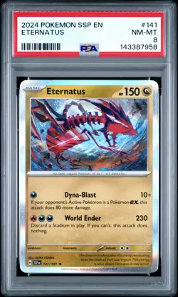 2024 POKEMON SSP EN-SURGING SPARKS #141 ETERNATUS PSA 8 - Image 1