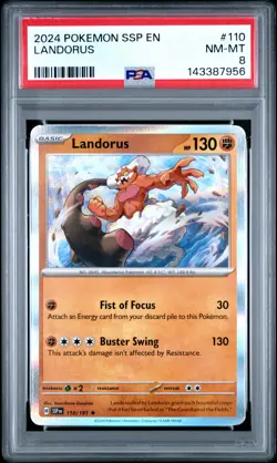 2024 POKEMON SSP EN-SURGING SPARKS #110 LANDORUS PSA 8 - Image 1
