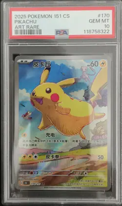 2025 Pokemon Simplified Chinese 151 Art Rare #170 170/151 Pikachu PSA 10 - Image 1
