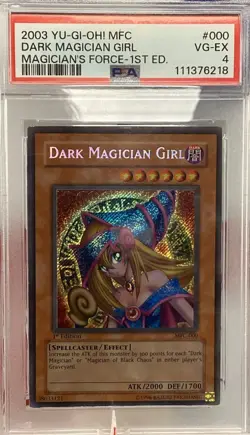 2003 Yugioh 1ST EDITION Ed #000 Dark Magician girl PSA 4 Magician’s Force MFC - Image 1