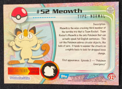 Meowth #52 Topps Series 1 Blue Back Card Non Holo LP - Image 2