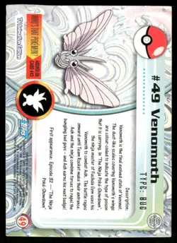Pokemon Cards Venomoth #49 Topps Trading Cards Series 1 LP *1 - Image 2