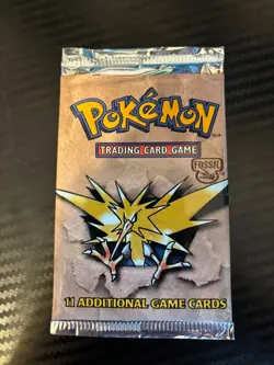 Pokemon Fossil Booster Pack SEALED short crimp Zapdos art - Image 1