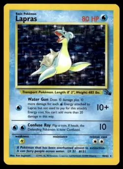 Pokemon TCG Fossil #10/62 Lapras (10) LP - Image 1