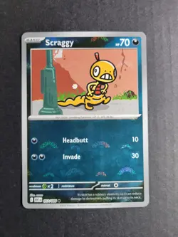 Scraggy 57/86 Pokemon TCG S&V White Flare Pokeball Common Holo NM - Image 2
