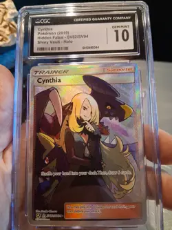 Cynthia Cgc 10 Gem Mjnt 2019 Hidden Fates SV82/SV94 Shiny Vault Holo Rare Card - Image 1