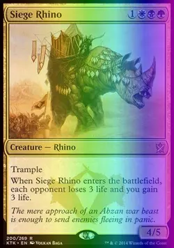 MTG Magic the Gathering Siege Rhino (200/282) Khans of Tarkir LP FOIL - Image 1