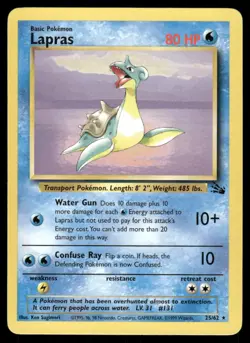 Pokemon Cards Lapras 25/62 Unlimited Fossil WOTC Rare NM - Image 1