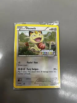Pokemon Meowth 67/108 Build-A-Bear Workshop Promo Basic HP60 Scratch 20 - Image 1