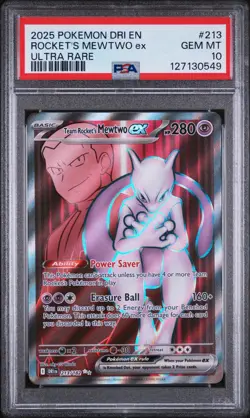 2025 POKEMON DRI EN-DESTINED RIVALS ULTRA RARE TEAM ROCKET'S MEWTWO EX PSA 10 - Image 1
