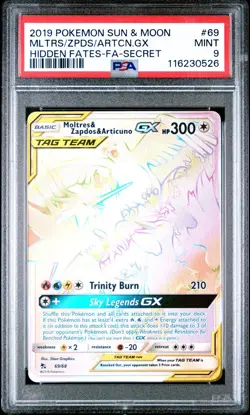 MOLTRES ZAPDOS ARTICUNO #69 - PSA 9 - POKEMON ENGLISH MINT - HIDDEN FATES- 2019 - Image 1
