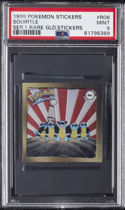 1999 POKEMON STICKERS SER 1 RARE GOLD STICKERS #R06 SQUIRTLE PSA 9 - Image 1