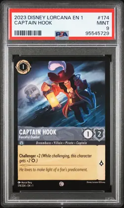 2023 DISNEY LORCANA EN 1-THE FIRST CHAPTER CAPTAIN HOOK - FORCEFUL DUELIST PSA 9 - Image 1
