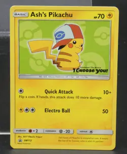 Pokemon TCG Ash's Pikachu Black Star Promo Card SM112 2017 I Choose You Movie - Image 1