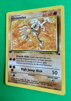 Hitmonlee 22/62 1st Edition Fossil Rare Pokemon WOTC 1999 NM - Image 3