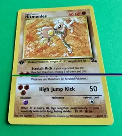 Hitmonlee 22/62 1st Edition Fossil Rare Pokemon WOTC 1999 NM - Image 5