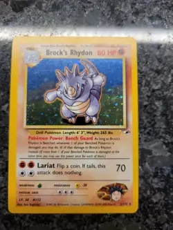 Pokemon TCG Brock's Rhydon Gym Heroes 2/132 Holo Unlimited Holo Rare- With Swirl - Image 1