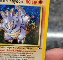 Pokemon TCG Brock's Rhydon Gym Heroes 2/132 Holo Unlimited Holo Rare- With Swirl - Image 3