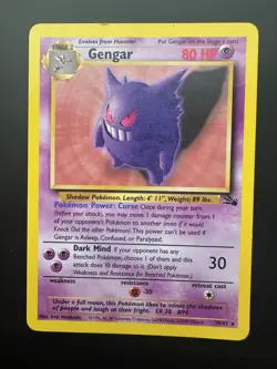 Pokemon TCG: Gengar 20/62 Fossil WoTC Non Holo Rare MP - Image 1