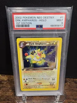 PSA 9 2002 POKEMON NEO DESTINY | 1ST EDITION DARK AMPHAROS-HOLO 1 - Image 1