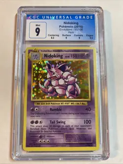 Nidoking Pokemon (2016) Evolutions 45/108 Holo Graded Mint 9 - Image 1