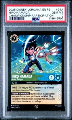DISNEY LORCANA EN P2-PROMO #24A HIRO HAMADA SET CHAMPIONSHIP PSA 10 - Image 1