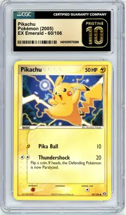 Pokemon Pikachu #60 EX Emerald NonHolo CGC Pristine 10 - Image 1