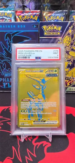 PSA 9 Pokemon Prismatic Evolutions Hyper Rare Iron Leaves EX 176/131 MINT!! - Image 1