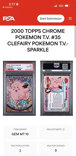 2000 Topps Chrome Pokemon Clefairy Sparkle PSA 10 Low Pop 3 Rare #35 Series 1 - Image 3