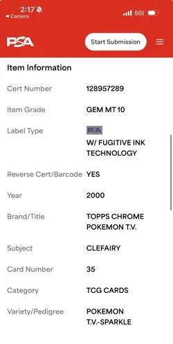 2000 Topps Chrome Pokemon Clefairy Sparkle PSA 10 Low Pop 3 Rare #35 Series 1 - Image 4