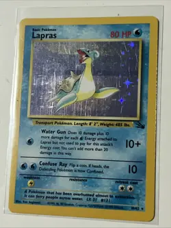 LP Lapras 10/62 Holo Rare Fossil Pokemon MP/LP - Image 1