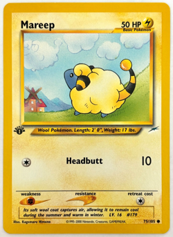 1st Edition Mareep 75/105 Neo Destiny Pokemon 2002 M/NM Pack to Sleeve - Image 1