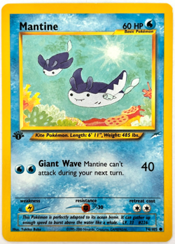 1st Edition Mantine 74/105 Neo Destiny Pokemon 2002 M/NM Pack to Sleeve - Image 1