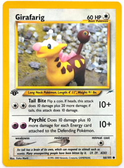 1st Edition Girafarig 66/105 Neo Destiny Pokemon 2000 M/NM Pack to Sleeve - Image 1