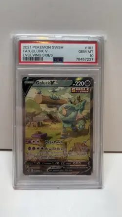 Pokemon TCG PSA 10 Gem Mint Evolving Skies Alt Art Golurk V 182/203 - Image 1