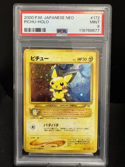 2000 Pokemon Japanese Neo #172 Pichu Holo PSA 9 MINT - Image 1