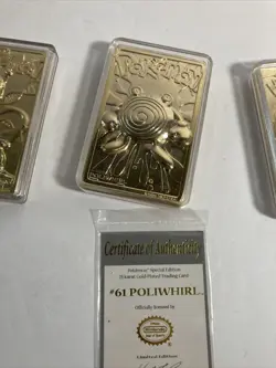 1999 Pokemon 23k Gold Plated Card Pikachu Mewtwo Poliwhirl Togepi Jigglypuff - Image 5