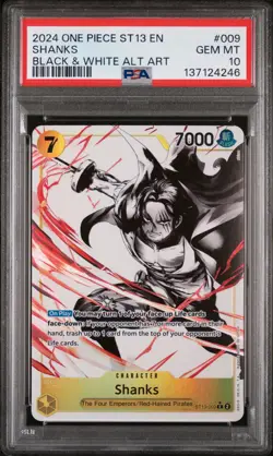2024 One Piece St13 The Three Brothers Shanks Black & White Alt Art PSA 10 #009 - Image 1